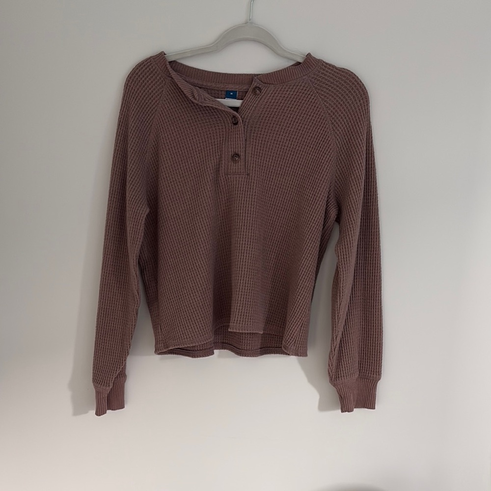 Old Navy Brown Polo Collar Buttoned Sweatshirt